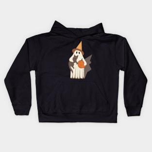 Vintage Ghost with Cat Halloween Graphic Kids Hoodie